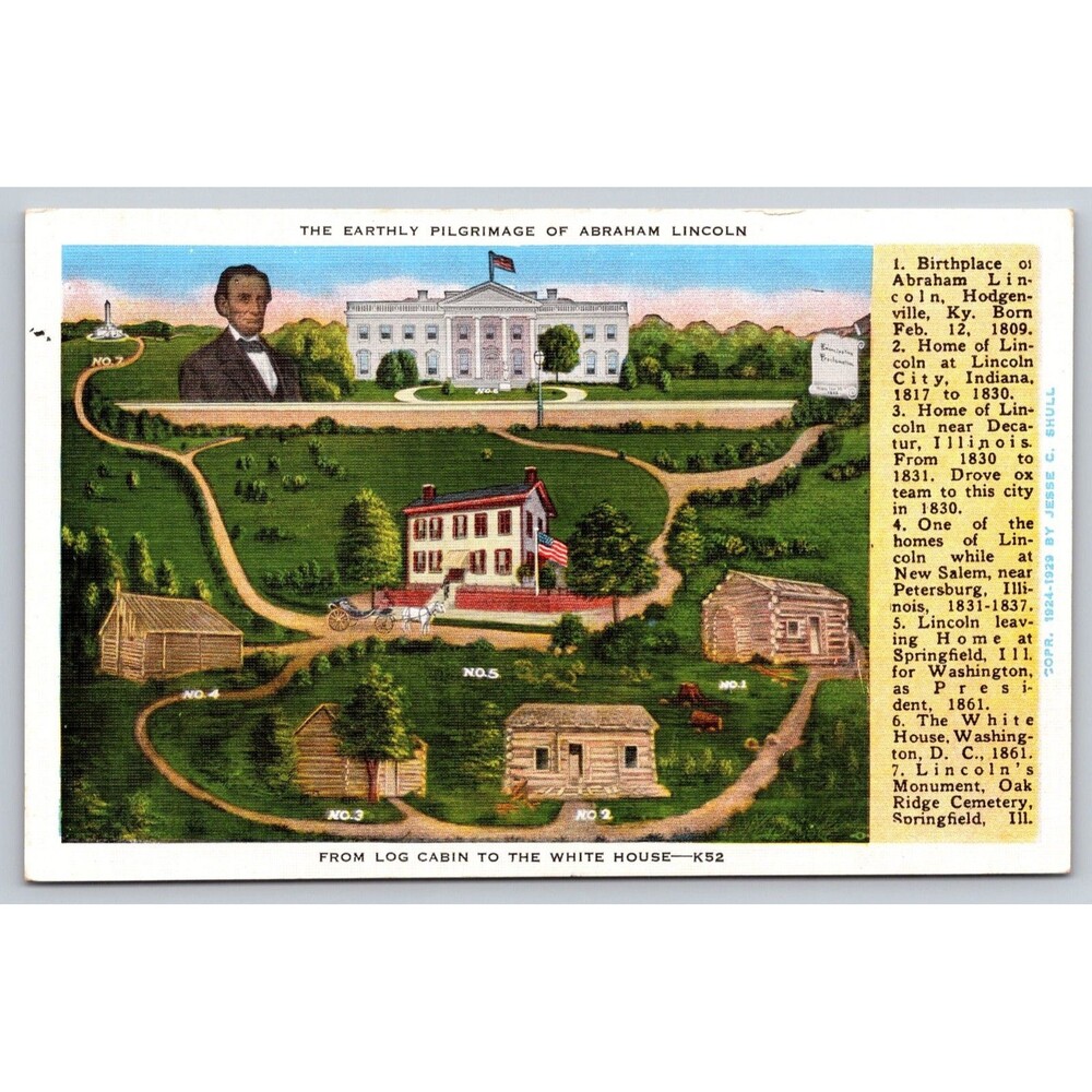 Vintage Abraham Lincoln Earthly Pilgrimage Postcard E.C. Kropp Co. 29777 K52